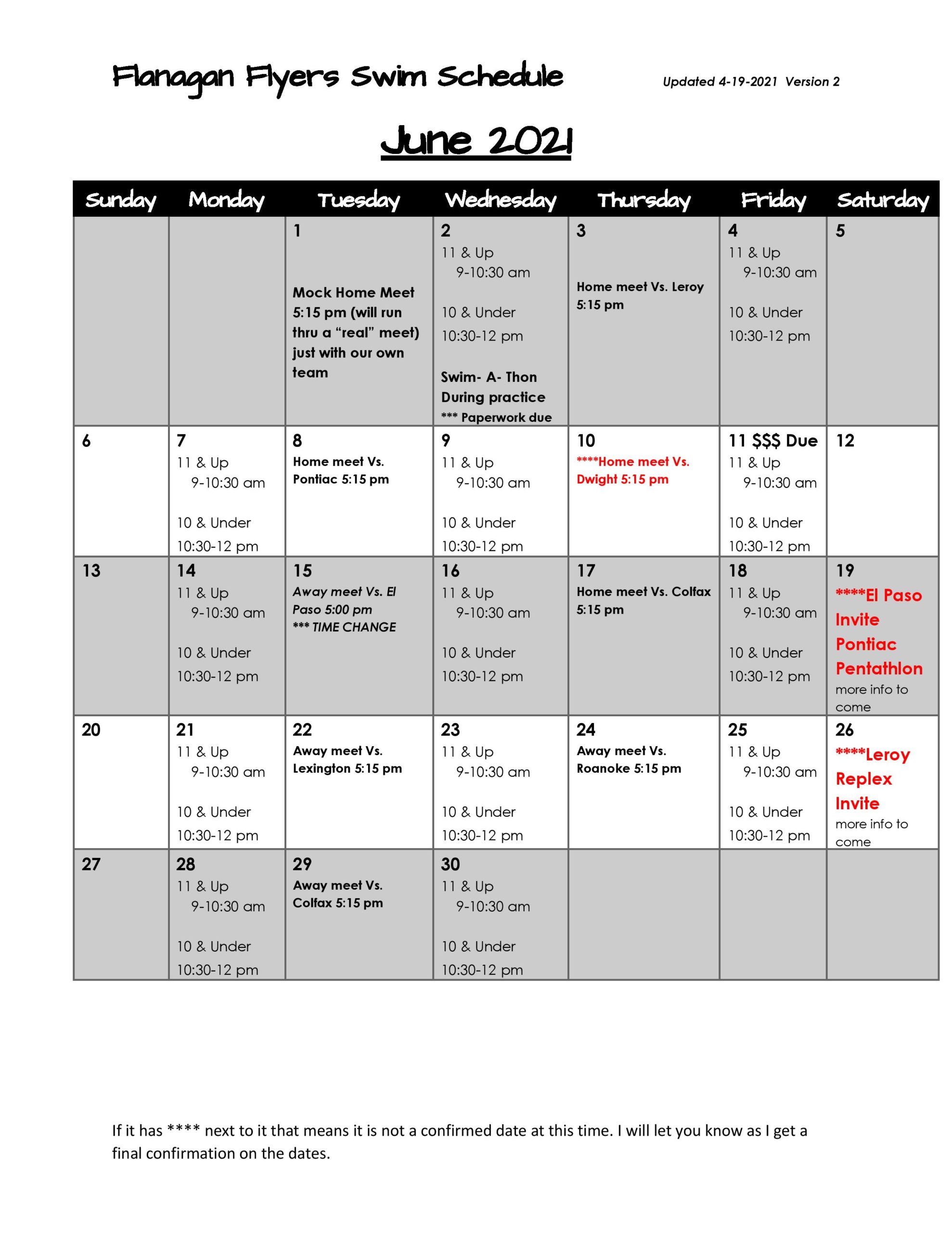 Swim Schedule | Flanagan Illinois Public Pool & Park District